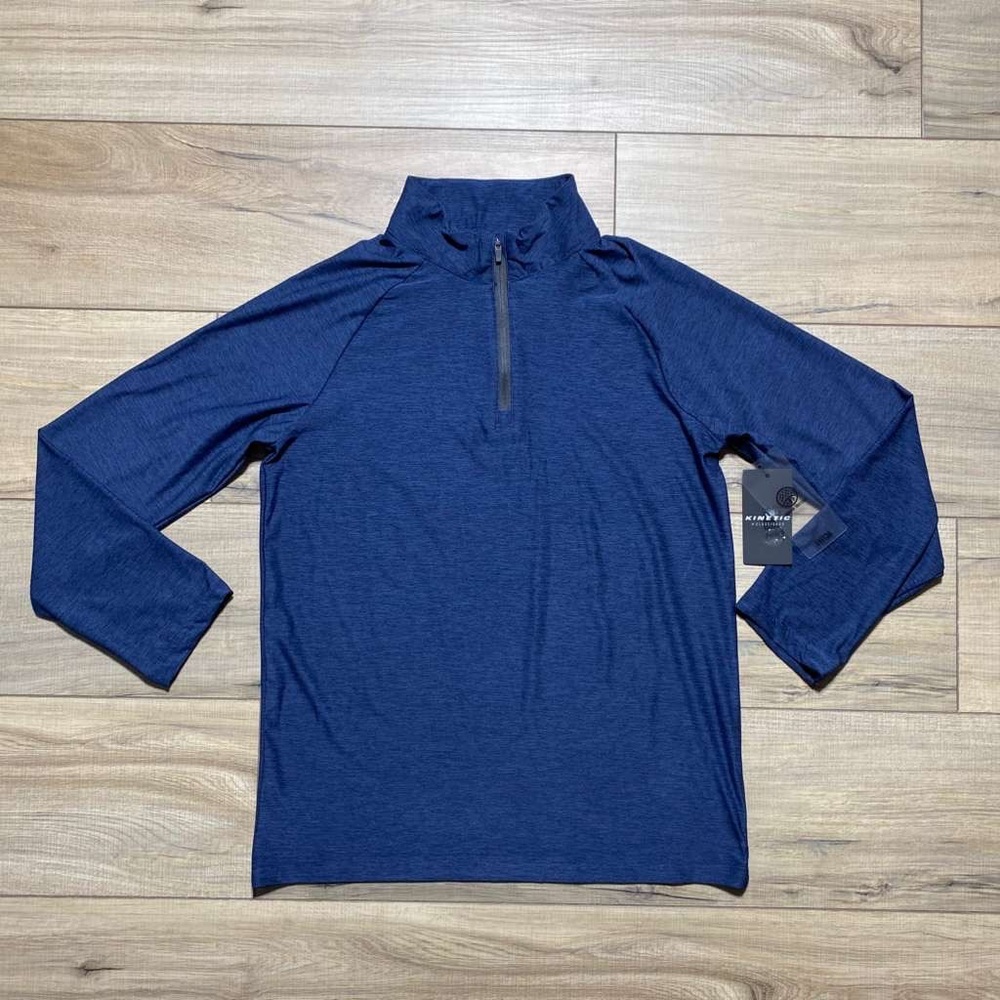 Kinetic By‎ Class Club Boys Long Raglan Sleeve 1/4 Zip Pullover Size 14/16 Blue